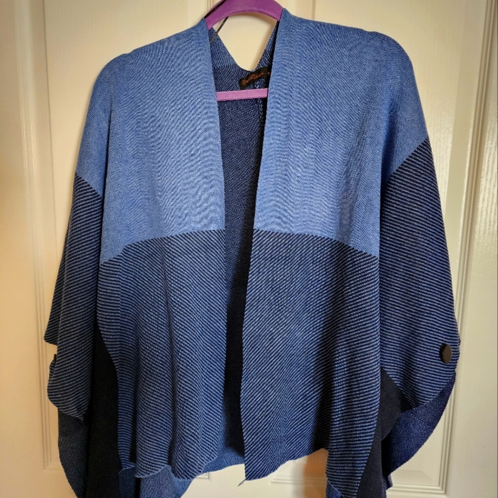 Two Tone Blue Shawl Wrap
